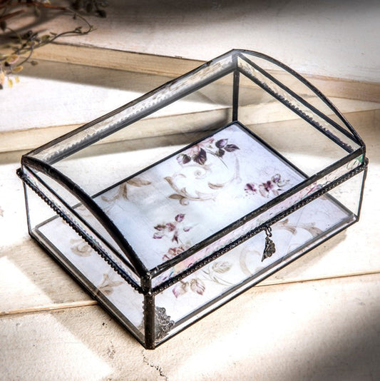 Box 704 Clear Curved Glass Box with Image Insert