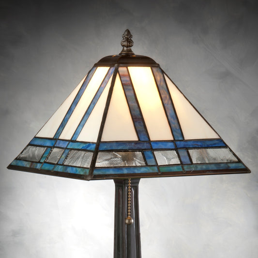 Lam 380 TB Ivory and Blue/Green Opal Small Mission Lamp