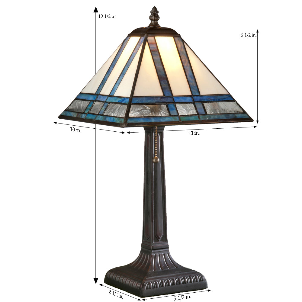 Lam 380 TB Ivory and Blue/Green Opal Small Mission Lamp