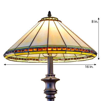 Lam 644 TB Ivory, Seagrass with Amber Stones - Lg Table Lamp