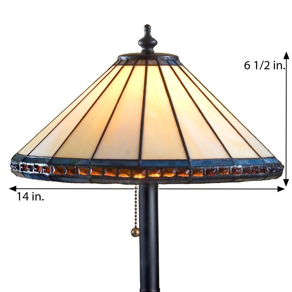 Lam 646 TB Ivory, Multi and Amber Stones - Small Table Lamp