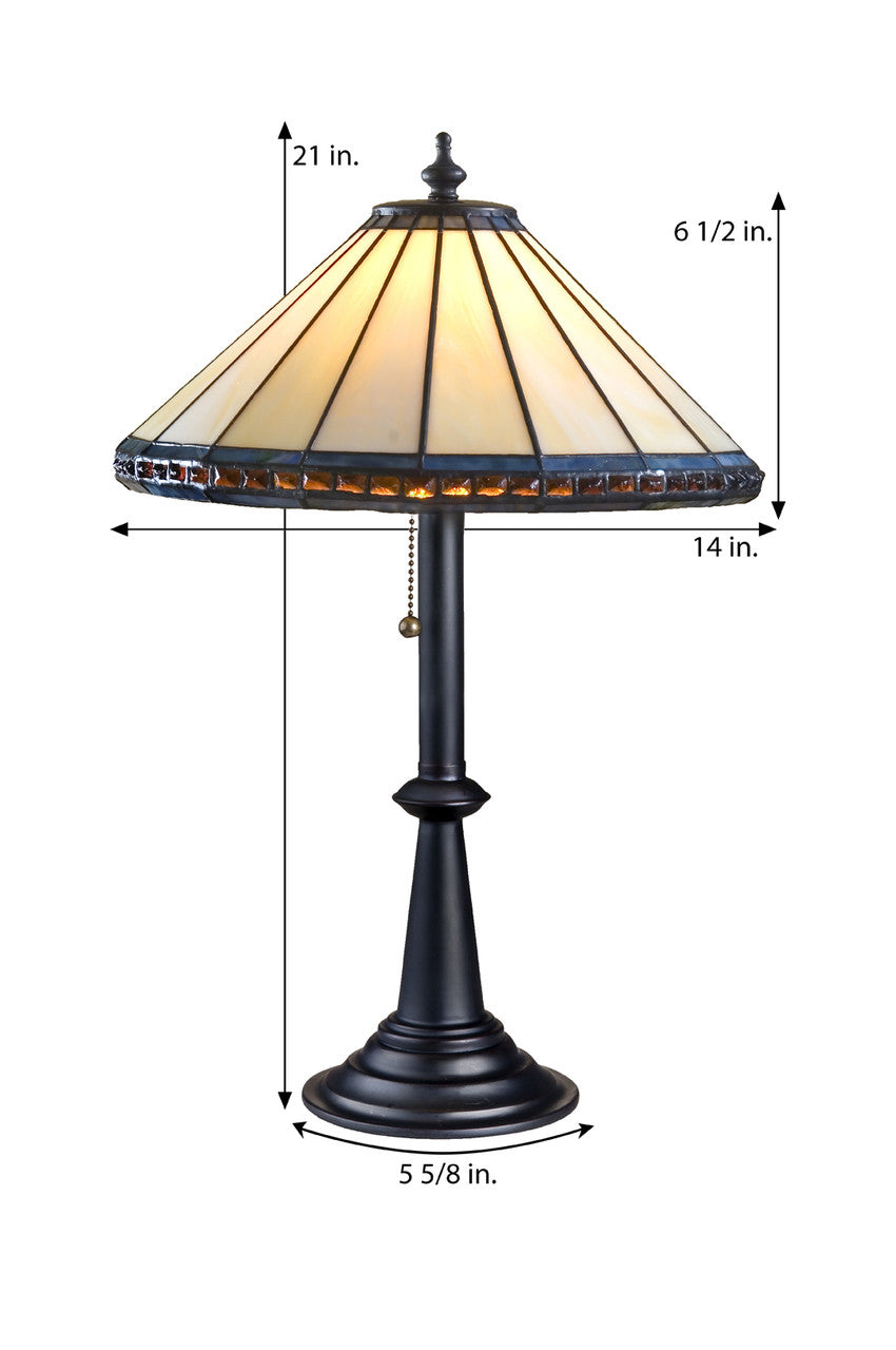 Lam 646 TB Ivory, Multi and Amber Stones - Small Table Lamp