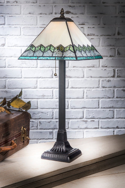 Lam 681 TB Chevon Table Lamp with Sage, Clear and Ivory