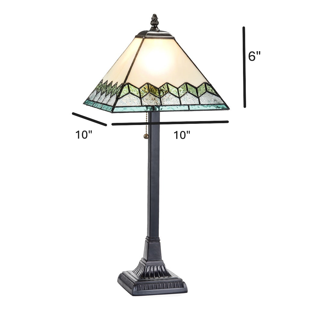 Lam 681 TB Chevon Table Lamp with Sage, Clear and Ivory