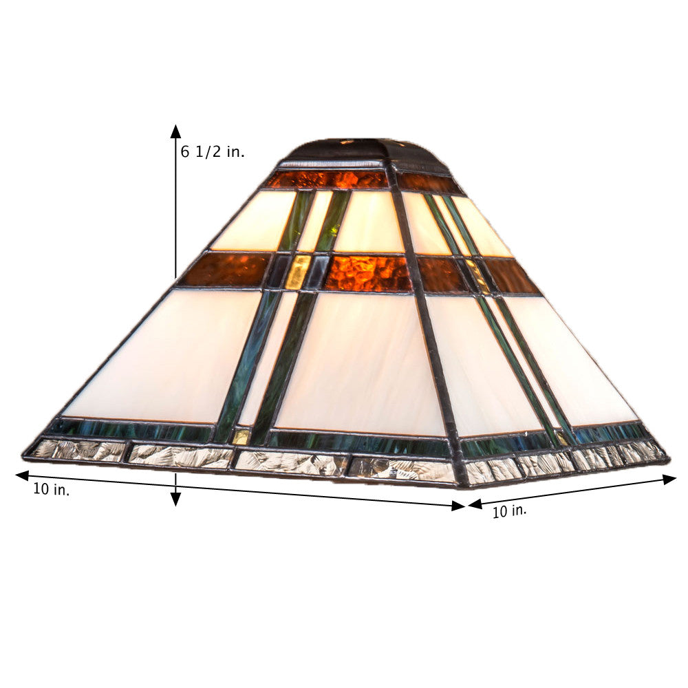 Lam 690 TB Ivory with Brown, Blue, Green Small Mission Lamp