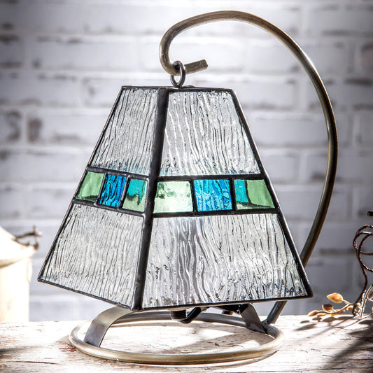 Lam 703 Clear Ripple, Blue and Antique Green Mini Lamp