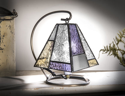 Lam 710-2 Purple,  Pale Green and Clear Textures Mini Lamp