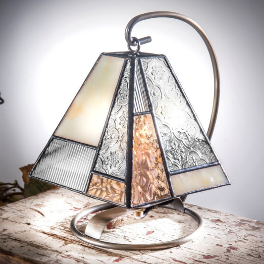 Lam 710-3 Peach, Ivory and Clear Textures Mini Lamp