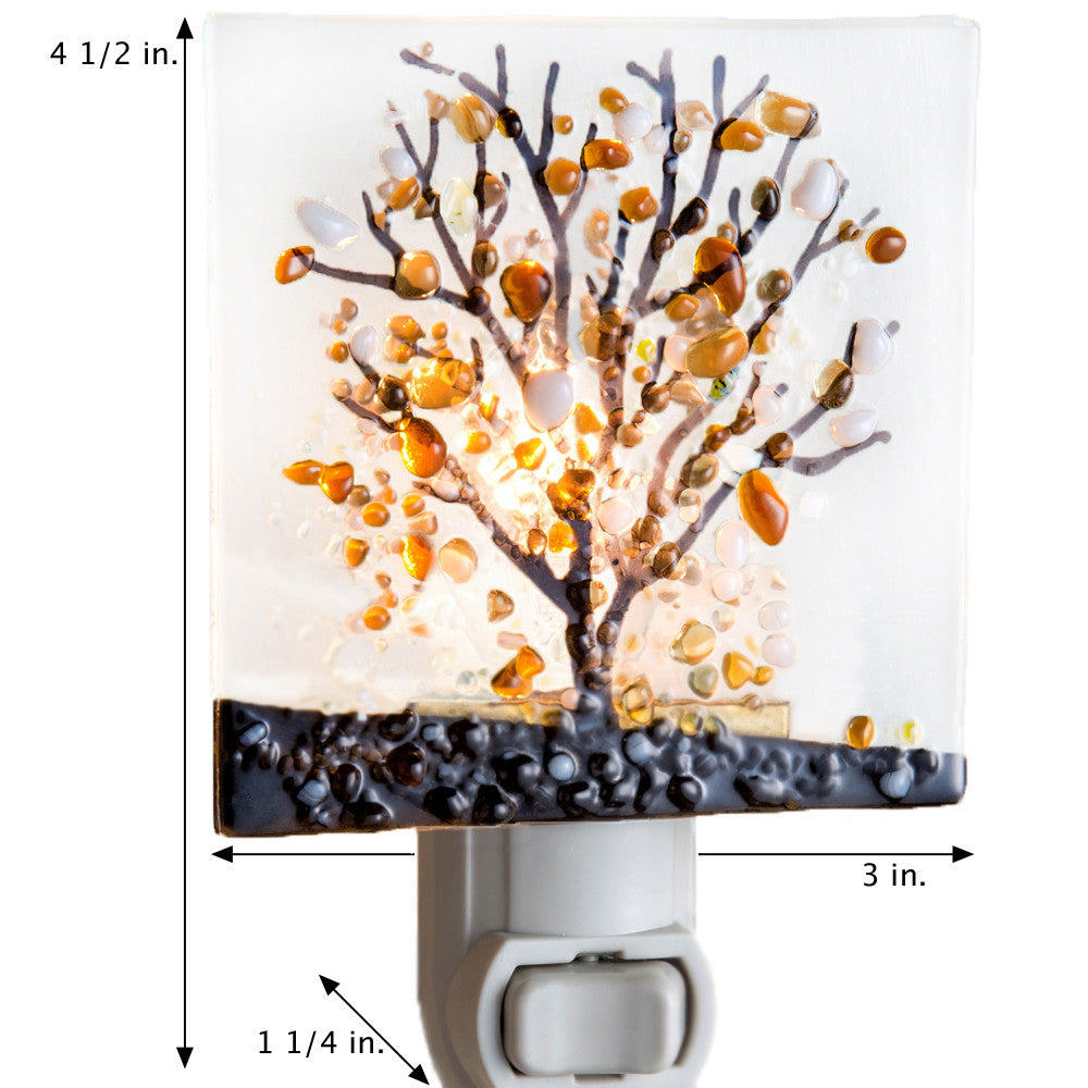 Ntl 159-1 Fused Glass Tree Night Light - Amber Brown Tones
