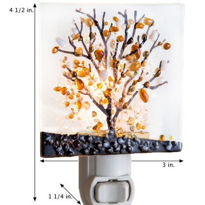 Ntl 159-1 Fused Glass Tree Night Light - Amber Brown Tones