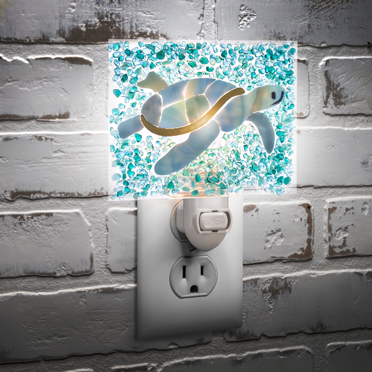 Ntl 237 | Fused Glass Sea Turtle Night Light | Coastal Home Decor