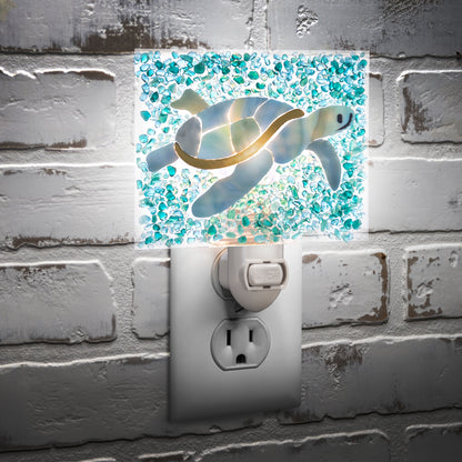 Ntl 237 | Fused Glass Sea Turtle Night Light | Coastal Home Decor
