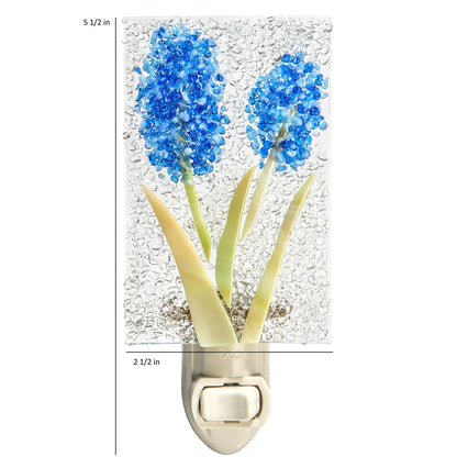Ntl 209-2 Fused Glass Chips Blue Flower Night Light