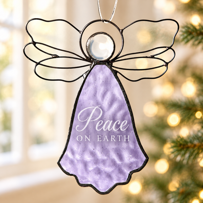 Peace on Earth Purple Glass Angel Ornament | Orn 303-3 EO700