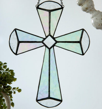 ORN 180 Clear Iridescent Cross Ornament